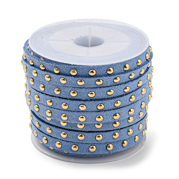 

PandaHall Faux Suede Cord, with Golden Tone Alloy Rivet, For Punk Rock Jewelry Making, Cornflower Blue, 5x2.5mm, about 5.46 yards(5m)/roll...