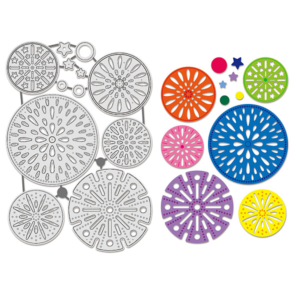

PandaHall Fireworks Carbon Steel Cutting Dies Stencils, for DIY Scrapbooking, Photo Album, Decorative Embossing Paper Card, Flat Round...