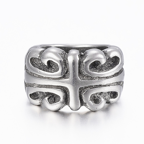 

PandaHall 304 Stainless Steel Beads, Large Hole Beads, Ring with Cross, Antique Silver, 11.5x7mm, Hole: 8mm 304 Stainless Steel Ring