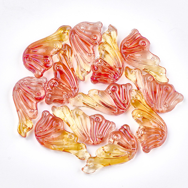 

PandaHall Spray Painted Glass Pendants, Wing, Colorful, 36x18x5.5~6mm, Hole: 1mm Glass Wing