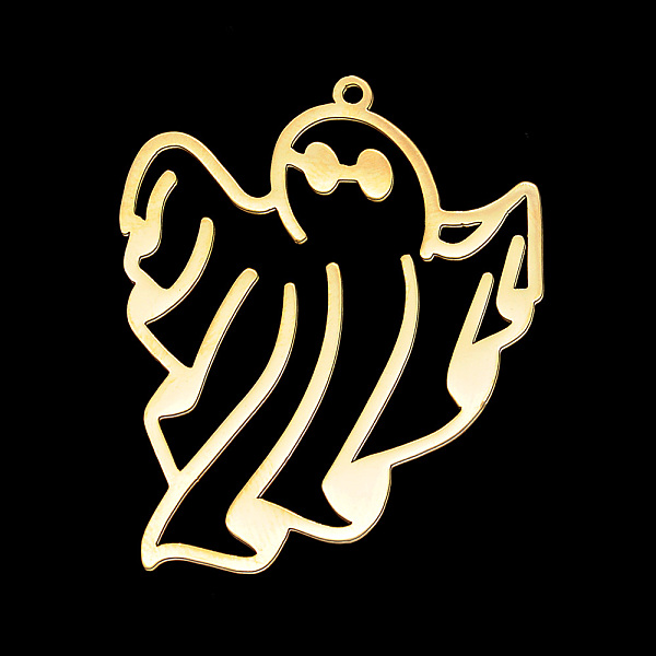 

PandaHall Vacuum Plating 201 Stainless Steel Pendants, Laser Cut, for Halloween, Ghost, Golden, 41.5x32.5x1mm, Hole: 1.5mm 201 Stainless...