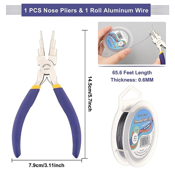 

PandaHall DIY Wire Wrapped Jewelry Making Kits, Including Copper Wire and Carbon Steel Round Nose Pliers, Gunmetal, 22 Gauge, 0.6mm, about...