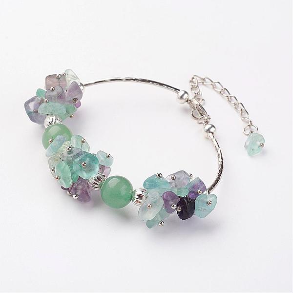 

PandaHall Natural Fluorite Chips Bracelets, with Brass & Iron Findings and Lobster Clasp, Green, 7-7/8 inch(20cm), Extension Chain: 67mm...
