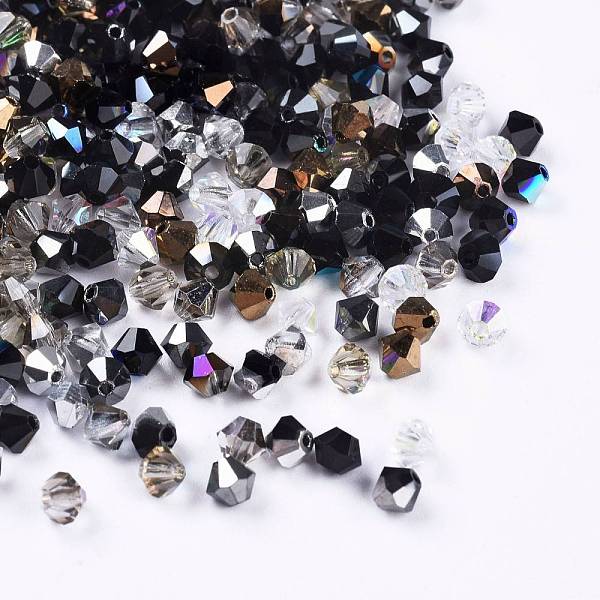 

PandaHall Czech Glass Beads, Faceted, Bicone, Mixed Color, 4x3.5~4mm, Hole: 1mm, about 720pcs/bag Czech Glass Bicone Black