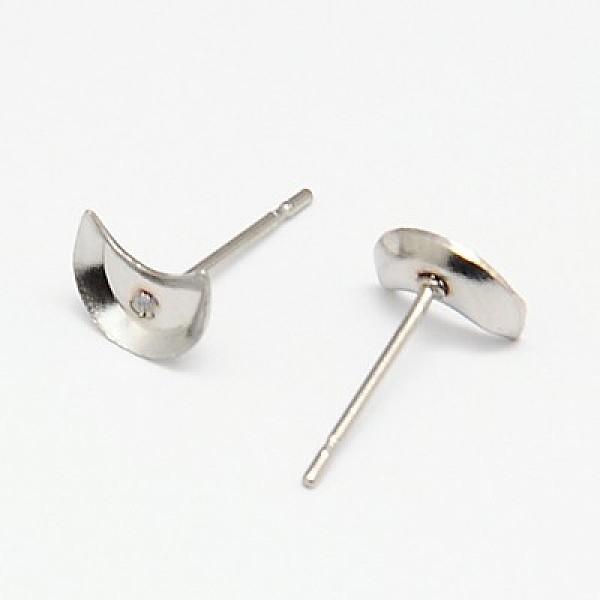 

PandaHall 304 Stainless Steel Stud Earring Findings, Earring Posts, Moon, 7x5.5x1mm, Pin: 0.6mm 304 Stainless Steel Moon