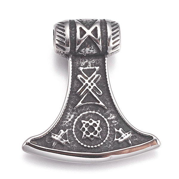 

PandaHall 304 Stainless Steel Pendants, Axe, Antique Silver, 36x33x8.5mm, Hole: 4.5mm 304 Stainless Steel Tool