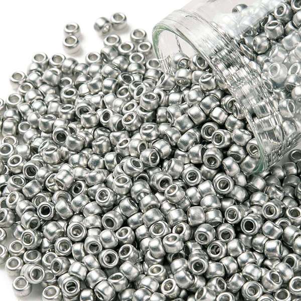 

PandaHall TOHO Round Seed Beads, Japanese Seed Beads, (714F) Metallic Matte Silver, 8/0, 3mm, Hole: 1mm, about 222pcs/bottle, 10g/bottle...