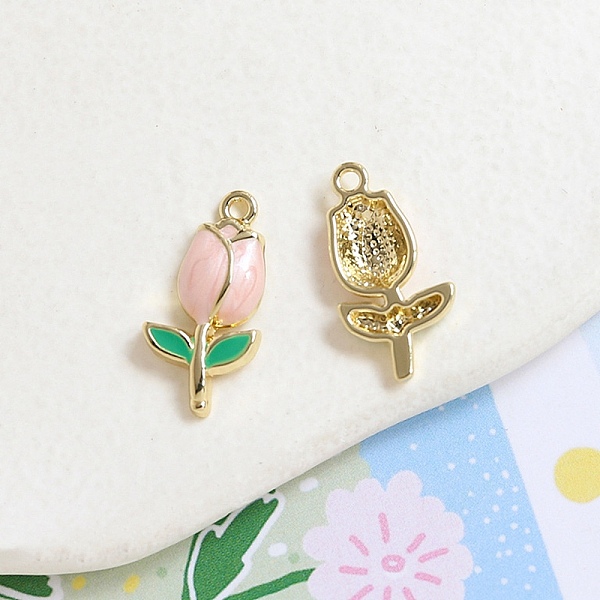 

PandaHall Alloy Enamel Pendant, Tulip Charm, Golden, 22x11mm Alloy+Enamel Flower