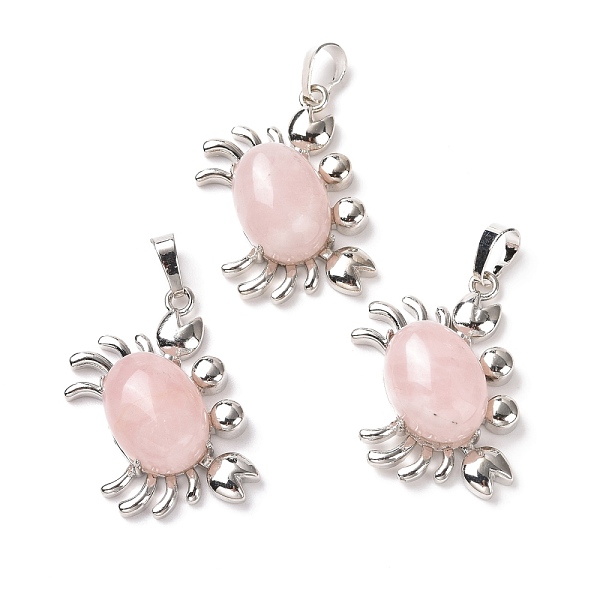 

PandaHall Natural Rose Quartz Pendants, with Platinum Plated Brass Findings, Cadmium Free & Lead Free, Crab, 33x22x8.5mm, Hole: 8x5mm Rose...