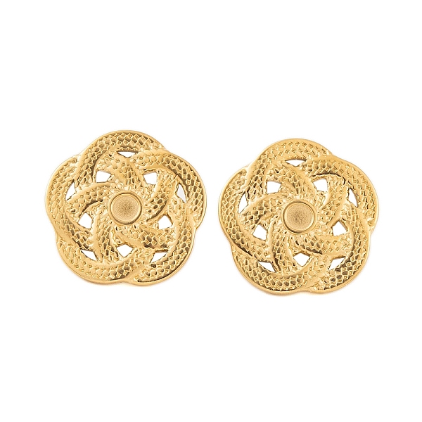 

PandaHall Ion Plating(IP) 304 Stainless Steel Stud Earring Findings, Cabochon Settings, Flower, Real 18K Gold Plated, Tray: 4mm, 24x24.5mm...