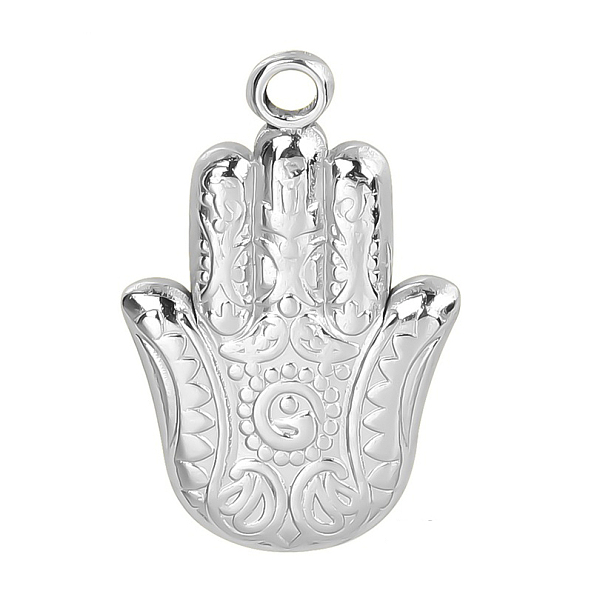 

PandaHall 201 Stainless Steel Pendants, Hamsa Hand/Hand of Miriam Charms, Stainless Steel Color, 23x15x4mm, Hole: 2mm 201 Stainless Steel...