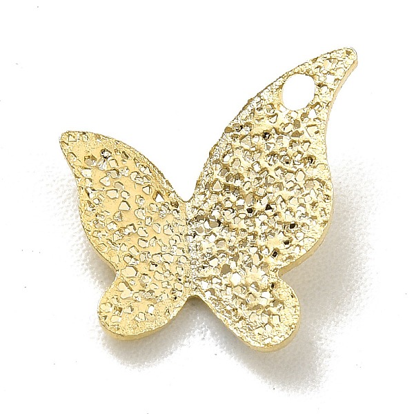 

PandaHall Brass Charms, Long-Lasting Plated, Cadmium Free & Lead Free, Textured, Butterfly, Real 24K Gold Plated, 9.5x10.5x0.8mm, Hole...