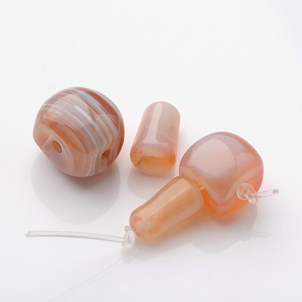 

PandaHall Natural Agate 3 Hole Guru Beads, T-Drilled Beads, 28~36x13~21x13~20mm, Hole: 2~3mm Natural Agate Others