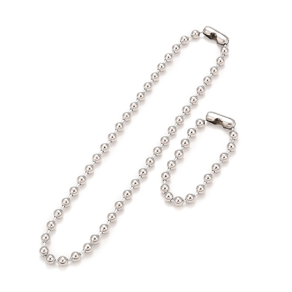 

PandaHall 304 Stainless Steel Ball Chain Necklace & Bracelet Set, Jewelry Set with Ball Chain Connecter Clasp for Women, Stainless Steel...