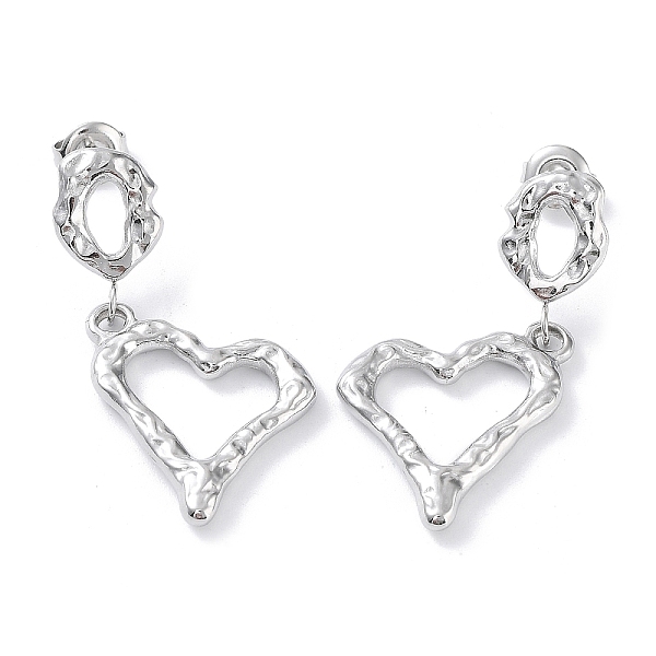 

PandaHall 304 Stainless Steel Dangle Stud Earrings, Hollow Heart, Stainless Steel Color, 38x19mm 304 Stainless Steel Heart