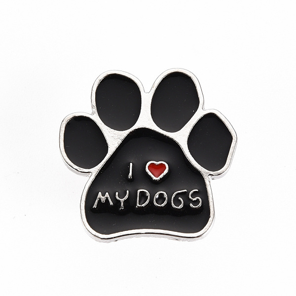 

PandaHall Alloy Enamel Brooches, Enamel Pins, with Brass Butterfly Clutches, Dog Paw Prints with Word I Love My Dogs, Cadmium Free & Nickel..., Black