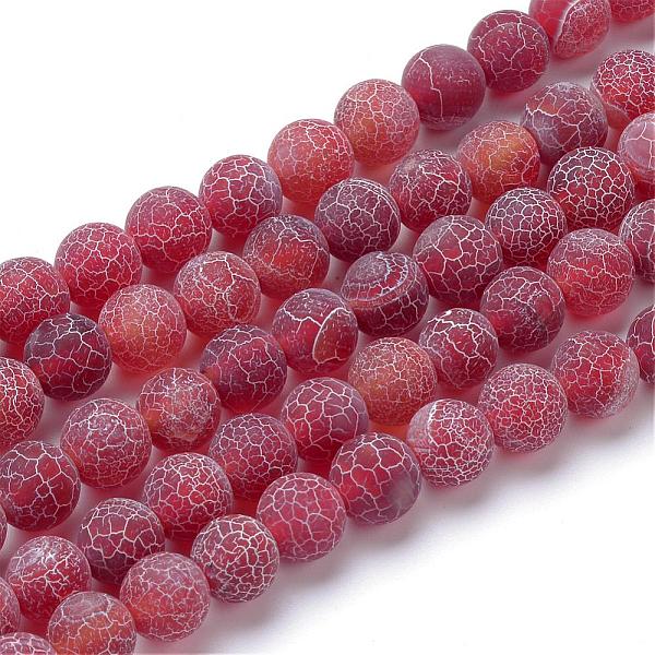 

PandaHall Natural & Dyed Crackle Agate Bead Strands, Frosted Style, Round, Dark Red, 6mm, Hole: 1mm, about 63pcs/strand, 15.5 inch Crackle...