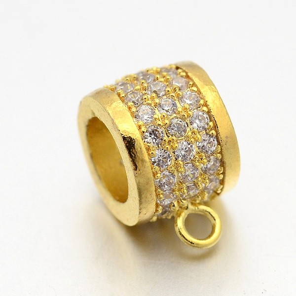 

PandaHall Rack Plating Brass Micro Pave Cubic Zirconia Tube Bails, Loop Bails, Column, Lead Free, Inner Diameter: Cadmium Free, Golden...