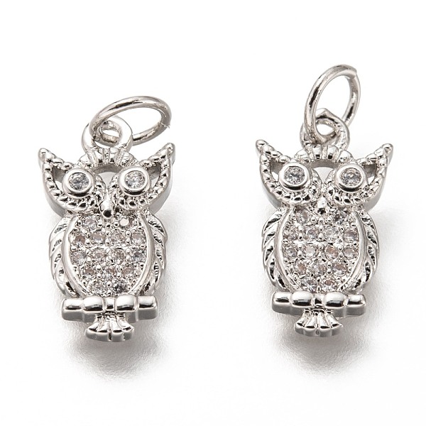

PandaHall Brass Micro Pave Clear Cubic Zirconia Charms, Long-Lasting Plated, with Jump Ring, Owl Shape, Platinum, 14.5x8x2.5mm, Jump Ring...