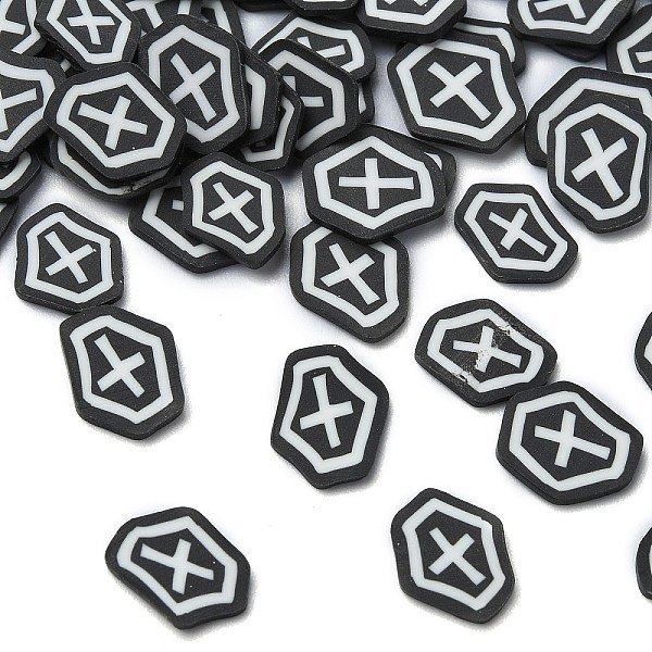 

PandaHall Handmade Polymer Clay Cabochons, Cross, Black, 7x7x1mm, about 23255pcs/1000g Polymer Clay Cross Black