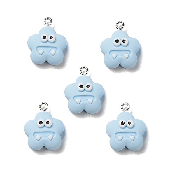 

PandaHall Opaque Resin Pendants, with Platinum Tone Iron Loops, Monster Charm, Sky Blue, 21x17x8mm, Hole: 2mm Iron+Resin Others