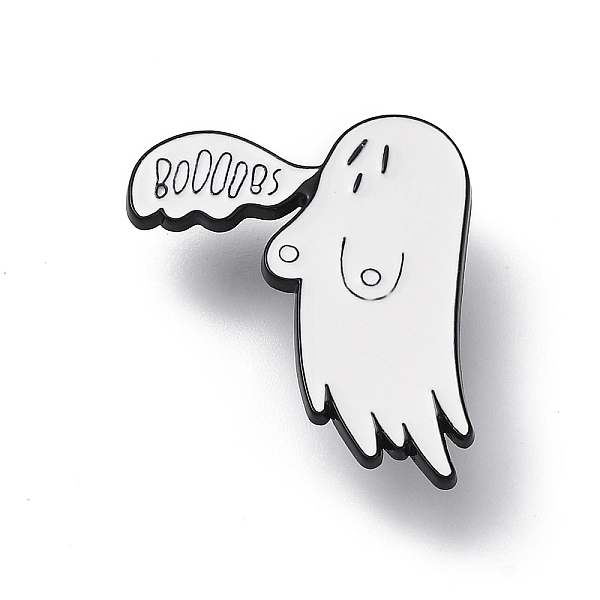 

PandaHall Halloween Ghost Enamel Pin, Electrophoresis Black Alloy Brooch for Backpack Clothes, White, 34x31x1.6mm Alloy+Enamel White