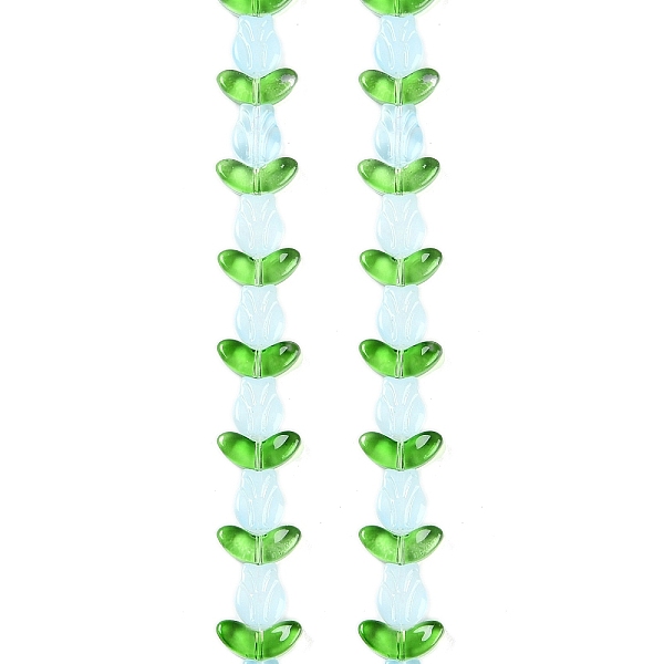 

PandaHall Transparent Glass Bead Strands, Flower, Light Cyan, 10x8x4mm, Hole: 0.8mm, about 29pcs/strand, 18.11''(46cm) Glass Flower