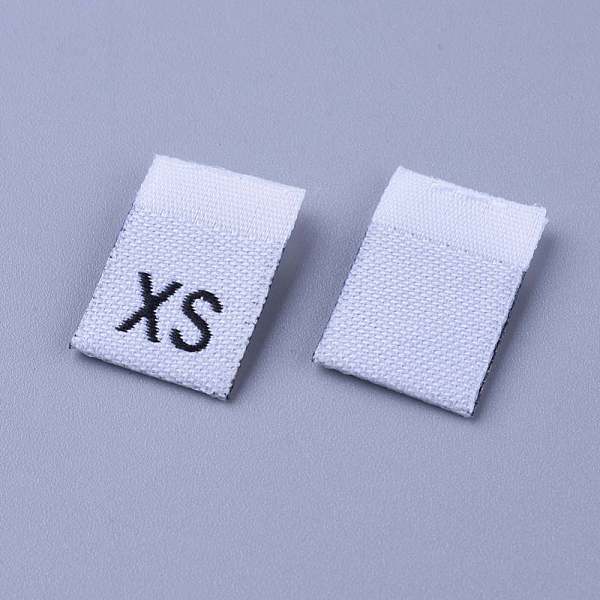 

PandaHall Clothing Size Labels(XS), Garment Accessories, Size Tags, White, 18x12.5x1mm, 200pcs/bag Cotton White