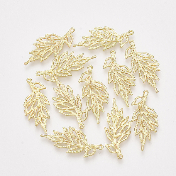 

PandaHall Alloy Pendants, Leaf, Light Gold, 27.5~28x12x1mm, Hole: 0.7mm Alloy Leaf