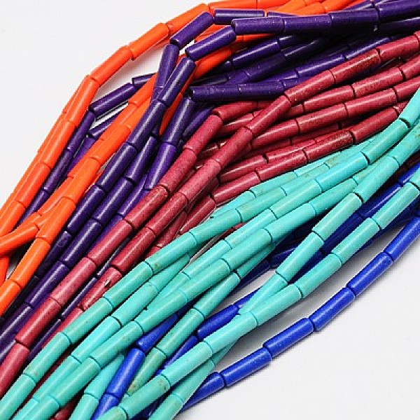 

PandaHall Synthetic Turquoise Beads Strands, Dyed, Column, Mixed Color, 13x4mm, Hole: 1mm, about 32pcs/strand, 16 inch Synthetic Turquoise..., Multicolor