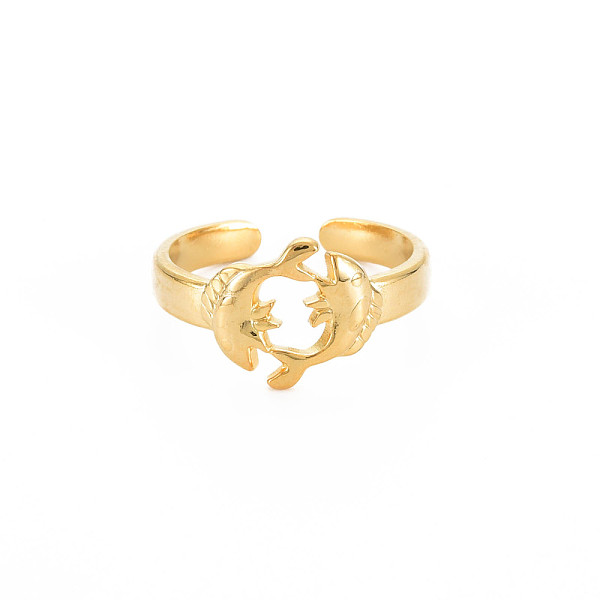 

PandaHall Ion Plating(IP) 304 Stainless Steel 12 Constellations/Zodiac Signs Open Cuff Ring for Women, Nickel Free, Real 18K Gold Plated...