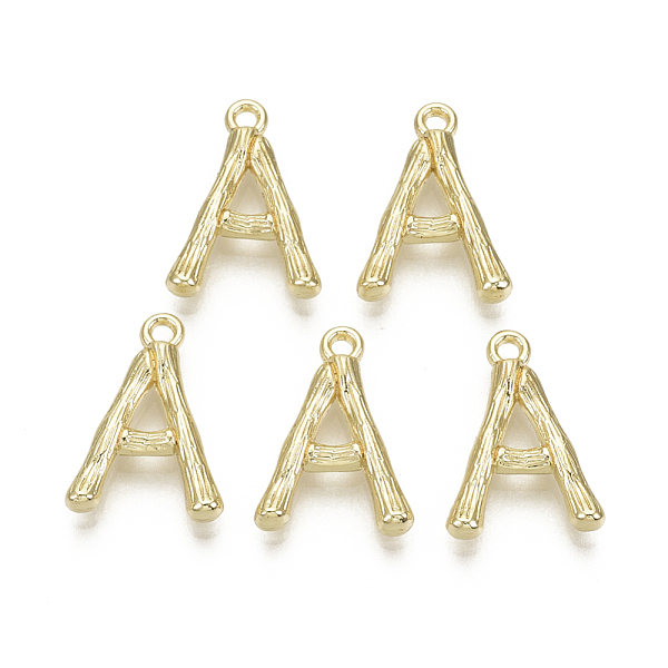 

PandaHall Alloy Pendants, Cadmium Free & Nickel Free & Lead Free, Bamboo Initial Letter, Real 18K Gold Plated, Letter.A, A:17x12x3mm, Hole...