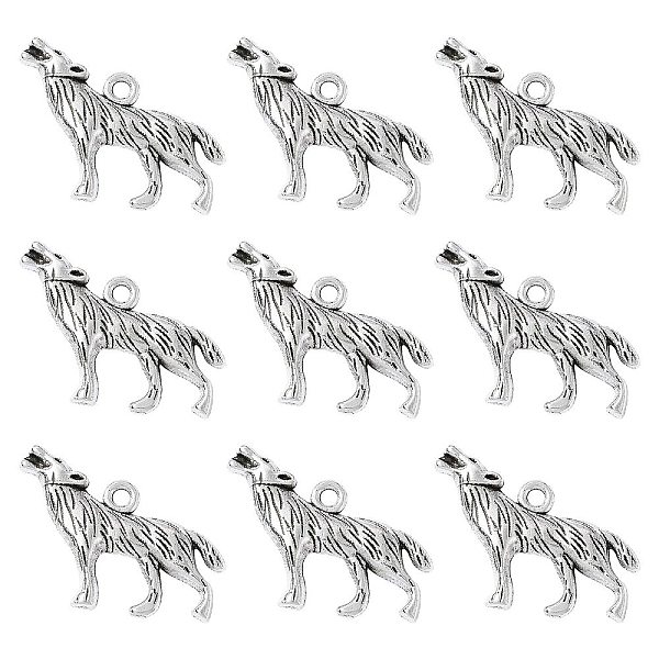 

PandaHall Tibetan Style Alloy Howling Wolf Pendants, Wolf, Cadmium Free & Nickel Free & Lead Free, Antique Silver, 26x18x4mm, Hole: 2mm...