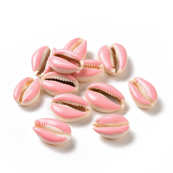 

PandaHall Natural Cowrie Shell Beads, with Enamel, No Hole/Undrilled, Pink, 21.5x14x8mm Cowrie Shell Shell Shape Pink
