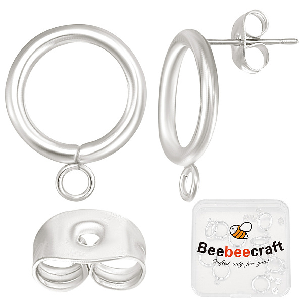 

PandaHall Beebeecraft 20Pcs Circle Stud Earring Findings 925 Sterling Silver Plated Stainless Steel Hollow Round Circle Ear Stud Findings...