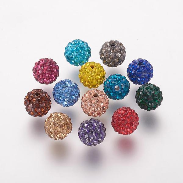 

PandaHall Polymer Clay Rhinestone Beads, Grade A, Round, Pave Disco Ball Beads, Mixed Color, 10x9.5mm, Hole: 1.5mm Polymer Clay+Glass..., Multicolor