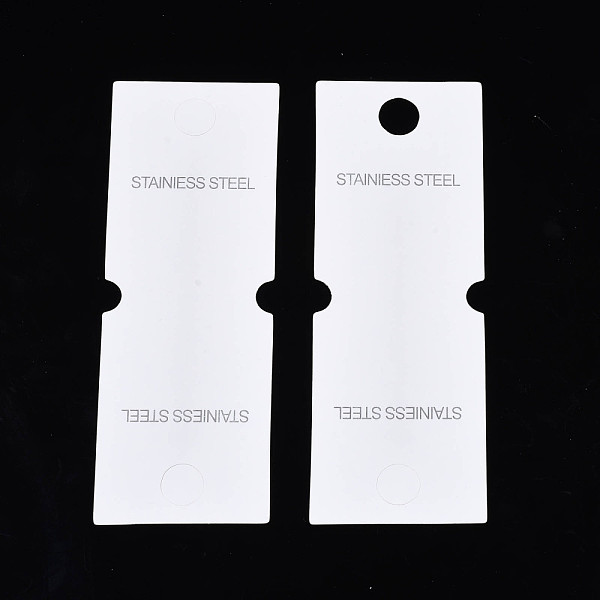 PandaHall Cardboard Jewelry Display Cards, Jewelry Hang Tags, Word Stainless Steel, White, 14x5x0.04cm Paper Word White