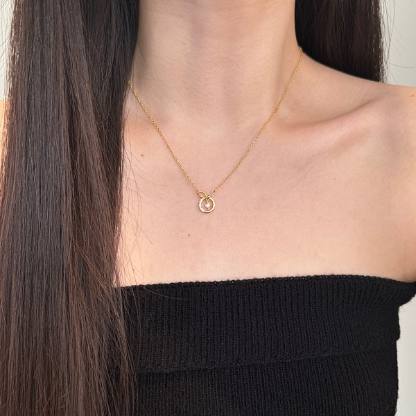 ラウンドリング 925 スターリングシルバー パヴェ キュービックジルコニア ペンダントネックレス 女性用