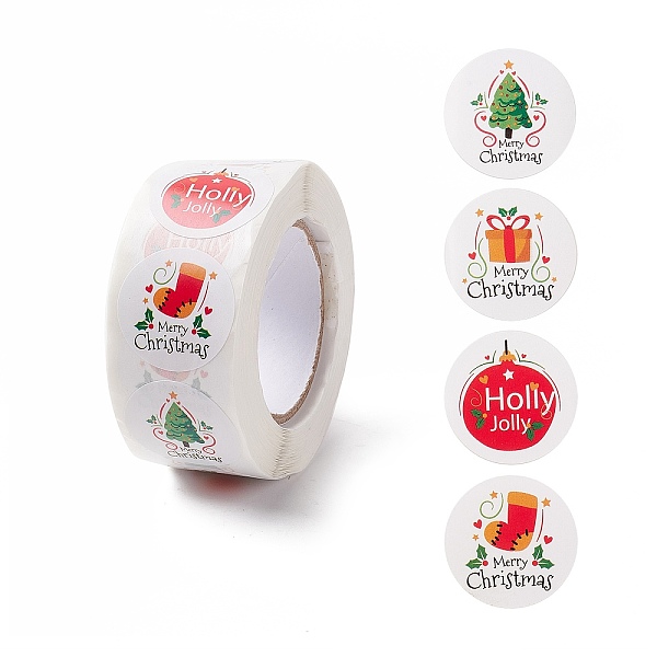 

PandaHall Christmas Theme Self-Adhesive Stickers, Roll Sticker, Flat Round, for Party Decorative Presents, Mixed Patterns, 25mm, about...
