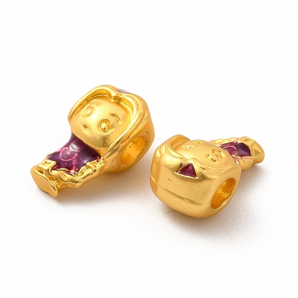 

PandaHall Rack Plating Alloy Enamel Beads, Girl, Matte Gold Color, 15x9x8mm, Hole: 3.8mm Alloy+Enamel Human Purple