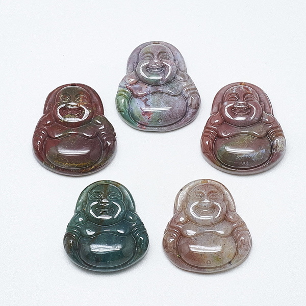 

PandaHall Natural Indian Agate Pendants, Maitreya, 26~27x24~26x8~9mm, Hole: 1mm Indian Agate Human