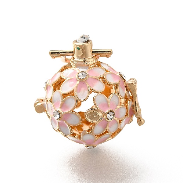 

PandaHall Alloy Crystal Rhinestone Bead Cage Pendants, Hollow Flower Charm, with Enamel, for Chime Ball Pendant Necklaces Making, Golden..., Clear