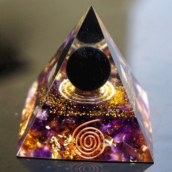

PandaHall Resin Orgonite Pyramids with Ball, Craft Healing Pyramids, for Spirits Lift Stress Relief, Indigo, 60x60x60mm Resin Pyramid Purple