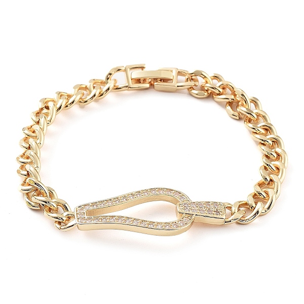 

PandaHall Cubic Zirconia Link Bracelet with Golden Brass Curb Chains, Long-Lasting Plated, Teardrop, 7-3/8 inch(18.6cm) Cubic Zirconia...