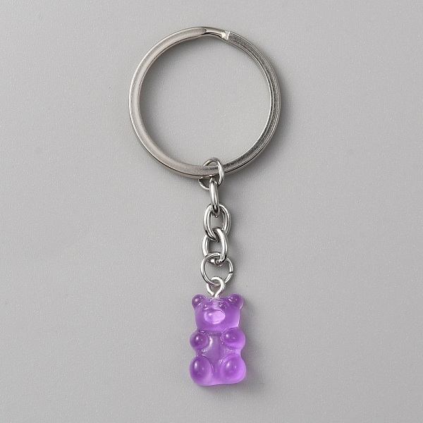 

PandaHall Candy Color Transparent Bear Resin Pendant Keychain, for Keychain Mobile Phone Car Key Bag Pendant Decoration, Orchid, 7.3cm Resin..., Purple