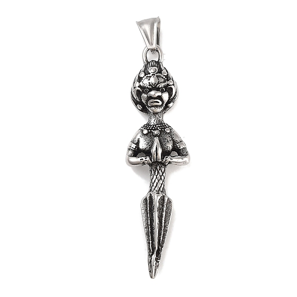 

PandaHall Retro 304 Stainless Steel Big Pendants, Buddhism Charms, Antique Silver, 76x18.5x10mm, Hole: 7.5x4mm 304 Stainless Steel Human