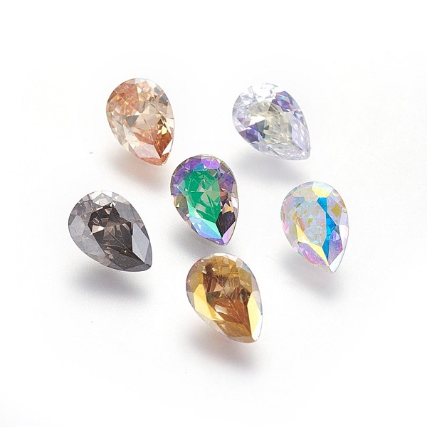 

PandaHall Electroplated Cubic Zirconia Pointed Back Cabochons, teardrop, Faceted, Mixed Color, 10x7x4.2mm Cubic Zirconia Teardrop Multicolor