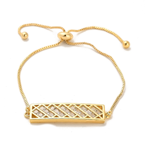 

PandaHall Cubic Zirconia Link Slider Bracelets, with Light Gold Brass Box Chains, Rectangle, Inner Diameter: 3-3/8 inch(8.5cm) Brass...