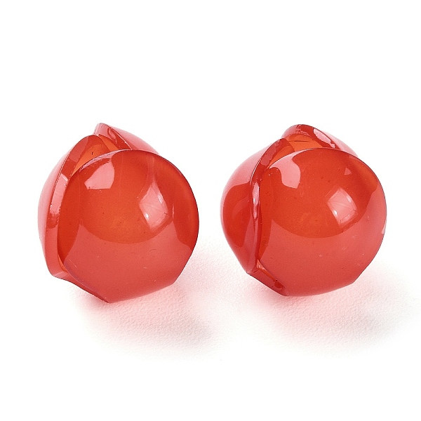 PandaHall Opaque Acrylic Pendants, Large Red Bud, Tomato, 16.5~20.5x16~18x16.5~17mm, Hole: 1.2mm Acrylic Flower Red
