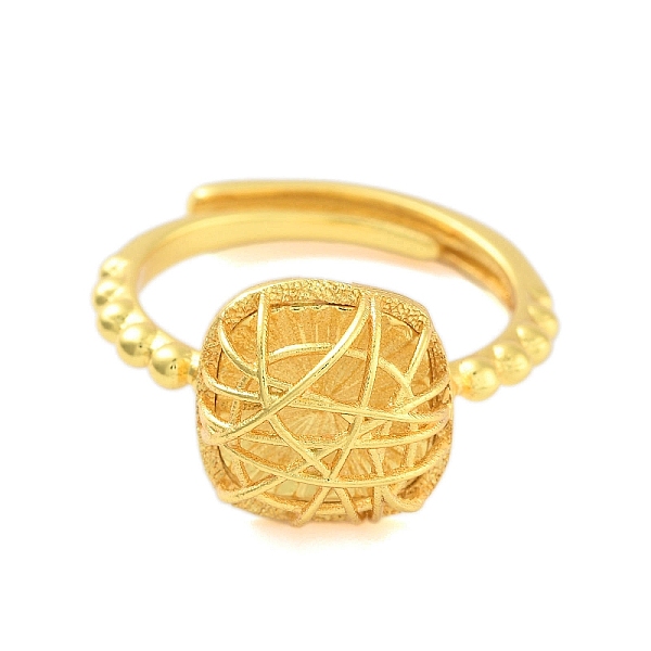 Square Brass Adjustable Rings For Women